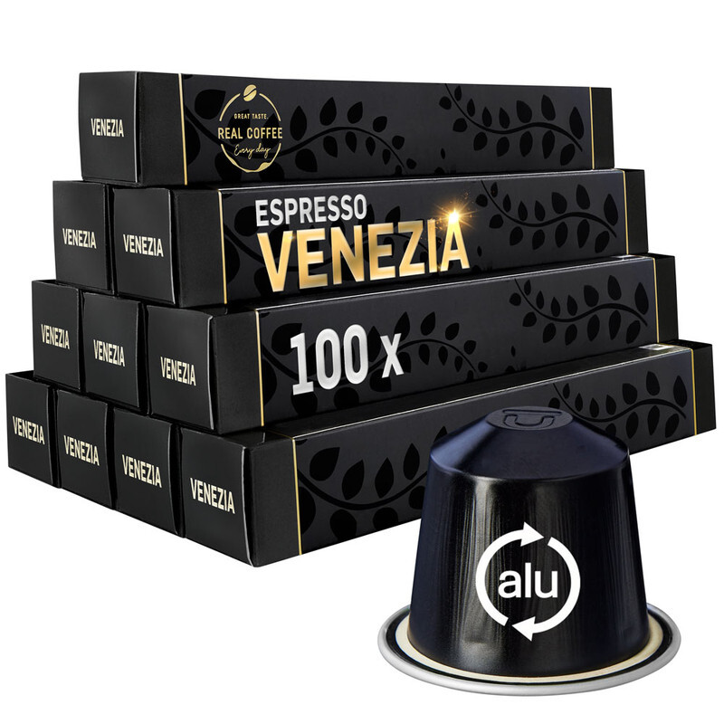 Venezia Espresso Coffee Capsules, Pack of 10, 100 Aluminum Capsules, 80% Arabica 20% Robusta