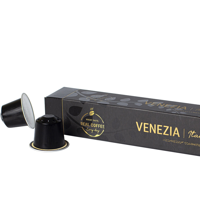 Venezia Espresso Coffee Capsules, Pack of 5, 50 Aluminum Capsules, 80% Arabica 20% Robusta