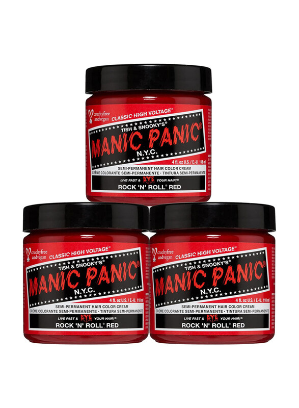 

Manic Panic Semi-Permanent Hair Color Cream, 3 x 118ml, Rock N Roll Red