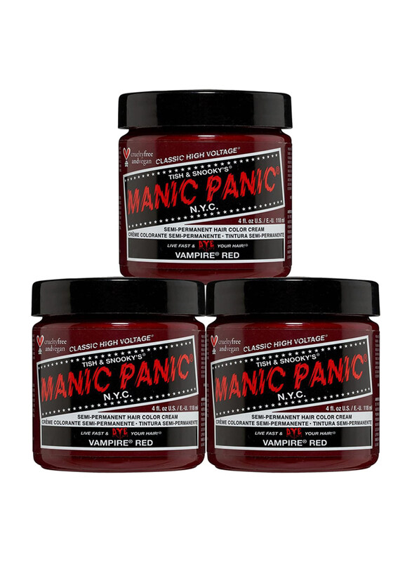 

Manic Panic Semi-Permanent Hair Color Cream, 3 x 118ml, Vampire Red