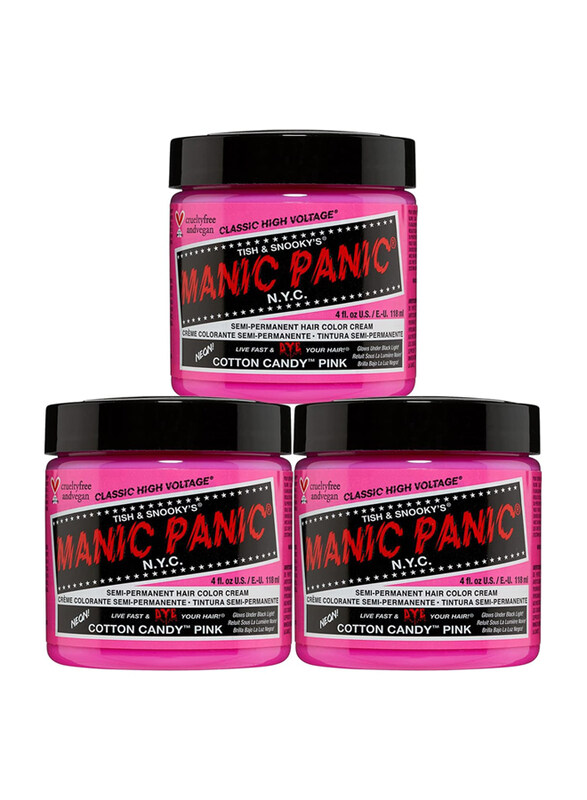 

Manic Panic Semi-Permanent Hair Color Cream, 3 x 118ml, Cotton Candy