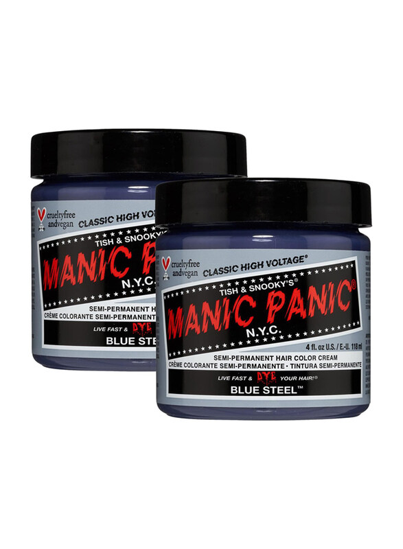 

Manic Panic Semi-Permanent Hair Color Cream, 2 x 118ml, Blue Steel