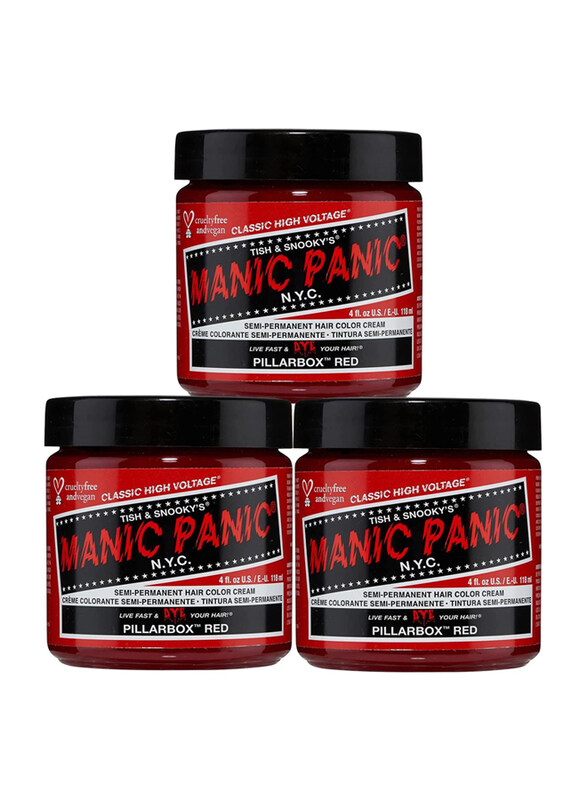 

Manic Panic Semi-Permanent Hair Color Cream, 3 x 118ml, Pillarbox Red