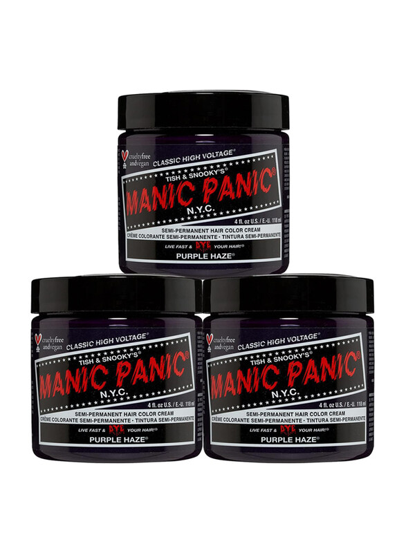 

Manic Panic Semi-Permanent Hair Color Cream, 3 x 118ml, Purple Haze