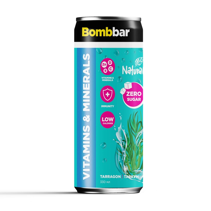 Bombbar Low Calorie Vitamins & Minerals Drink Tarragon Flavor Zero Sugar 330ml