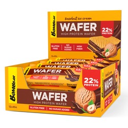 Bombbar High Protein Wafer with Hazelnut Ice Cream Flavor, Gluten Free, High Fiber & No Sugar Added 12x45g