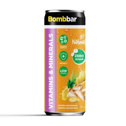 Bombbar Low Calorie Vitamins & Minerals Drink Ginger & Lemon Grass Flavor Zero Sugar 330ml