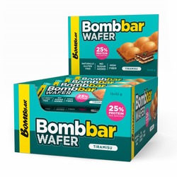 Bombbar Protein Wafer with Tiramisu Flavor, Gluten Free, High Fiber and No Sugar Added 12x32g