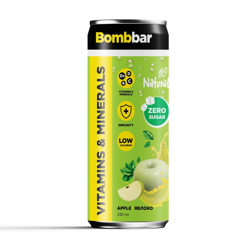 Bombbar Low Calorie Vitamins & Minerals Drink Apple Flavor Zero Sugar 330ml