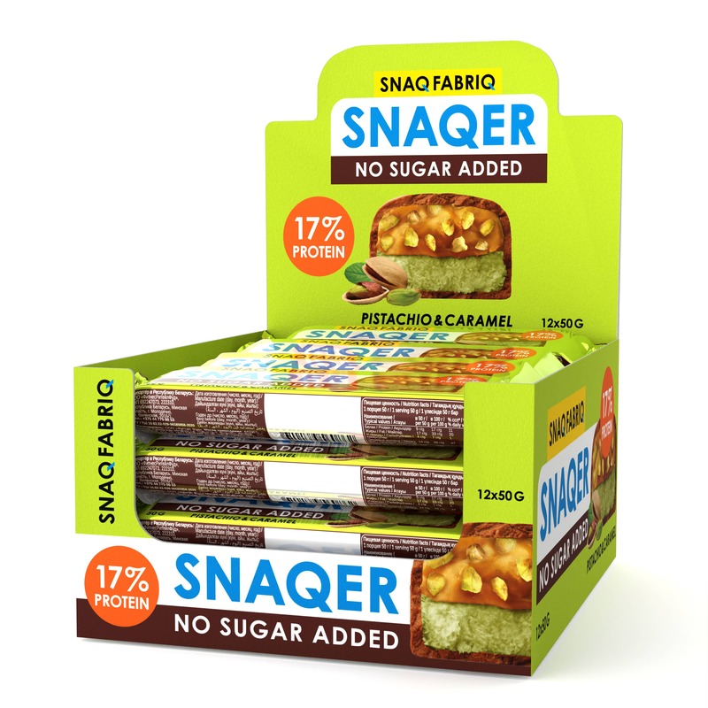 Snaq Fabriq Snaqer Chocolate Protein bar with Pistachio and Caramel No Sugar Added 12x50g