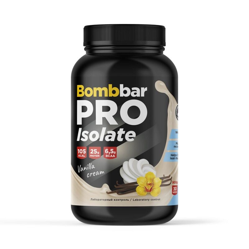 

Bombbar Pro Whey Protein Isolate Powder Vanilla Cream Flavor 900g