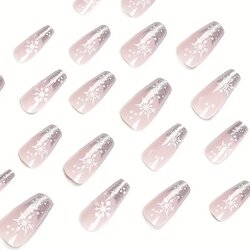 24-Piece Salon Acrylic Reusable False Nails Set Double Tape and Glue Included 1898