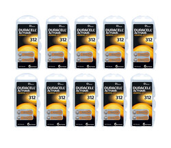 Duracell Hearing Aid Batteries Size 312 (10 cards / 60 Batteries)