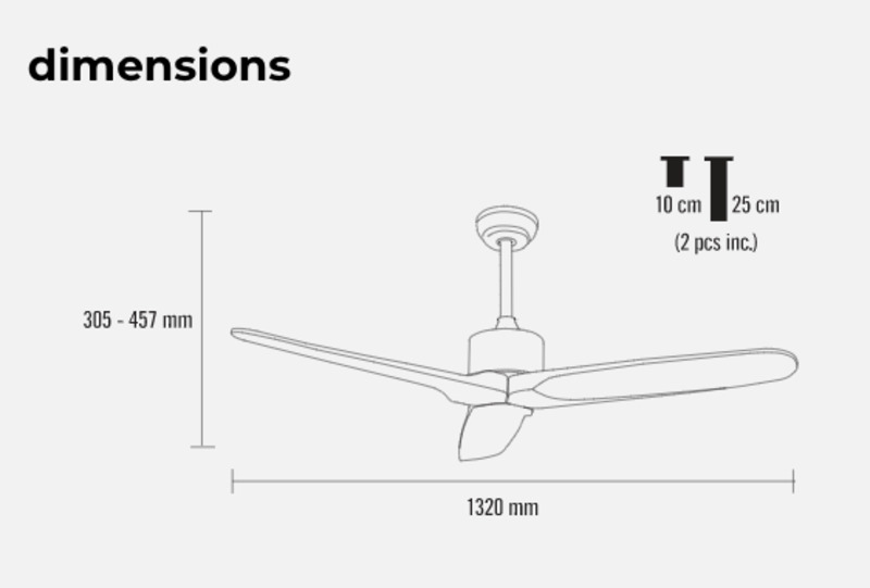 ETESIAN ceiling fan 132cm with remote control included