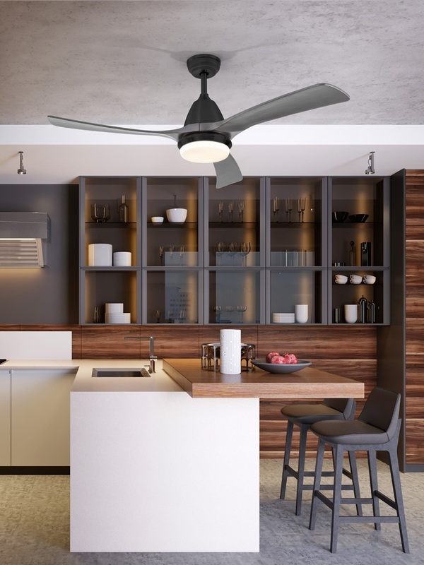 ASPAS black/grey ceiling fan 132cm light integrated and remote control included