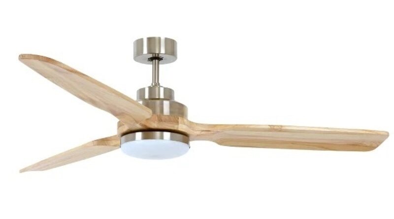 

Beacon / Germany SHOALHAVEN brushed chrome/beech ceiling fan 142cm light integrated and remote control included