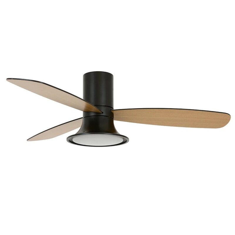 FLUSSO Black ceiling fan 132cm light integrated and remote control included