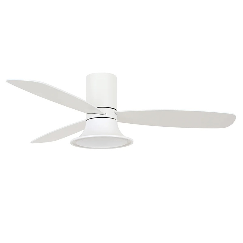 FLUSSO White ceiling fan 132cm light integrated and remote control included