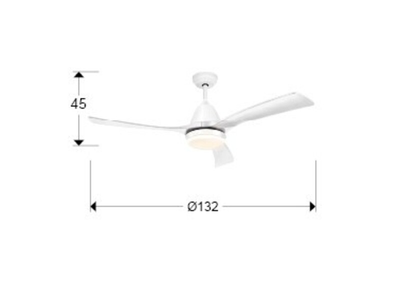 ASPAS white/white ceiling fan 132cm light integrated and remote control included