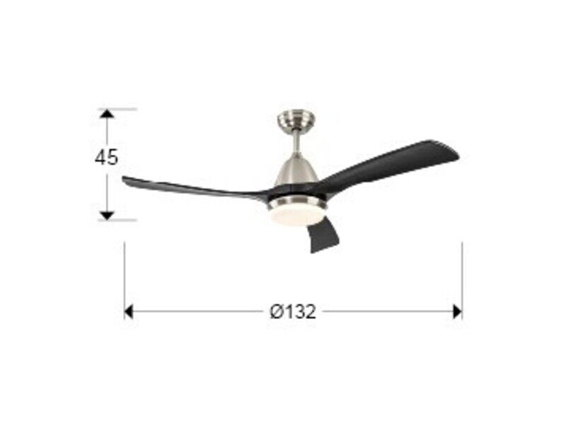 ASPAS nickel/black ceiling fan 132cm light integrated and remote control included