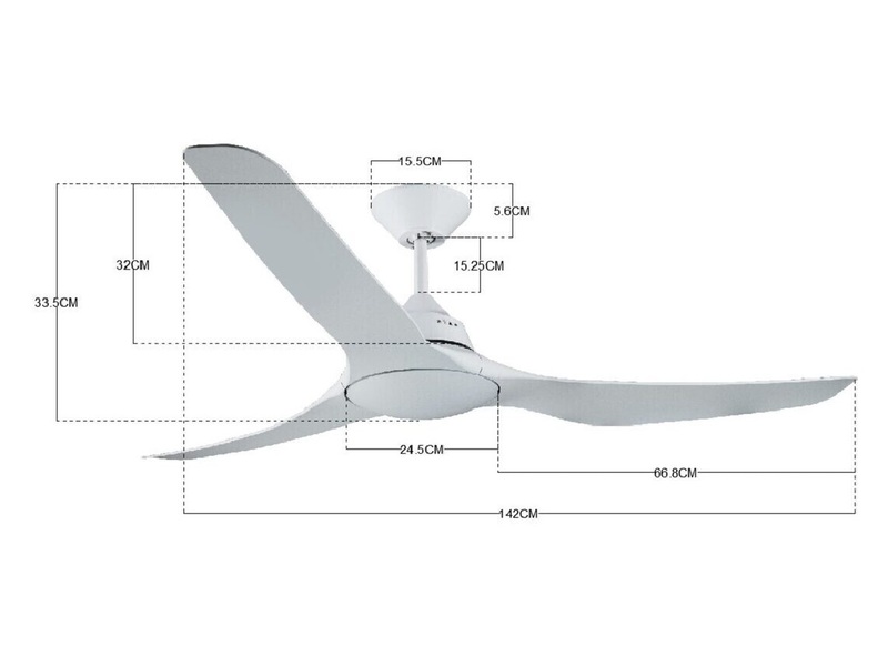 MARINER LED White outdoor ceiling fan 142cm light integrated and remote control included