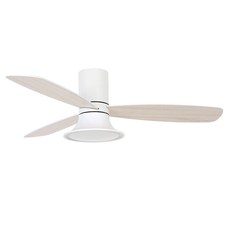 FLUSSO White ceiling fan 132cm light integrated and remote control included