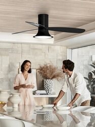 FLUSSO Black ceiling fan 132cm light integrated and remote control included