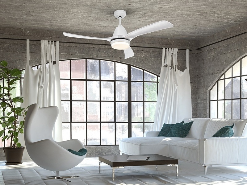 ASPAS white/white ceiling fan 132cm light integrated and remote control included