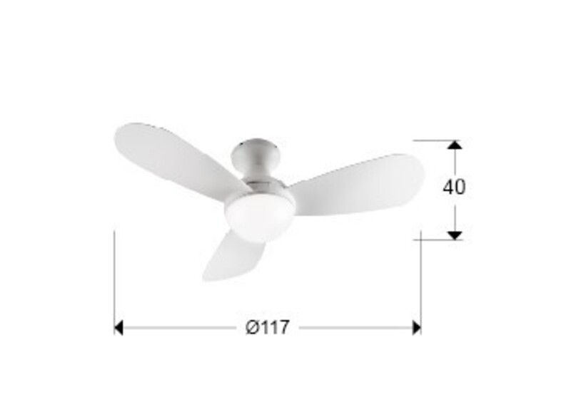 VITO white ceiling fan 117cm light integrated and remote control included