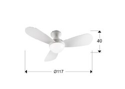 VITO white ceiling fan 117cm light integrated and remote control included