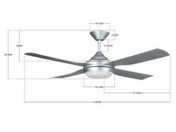 MOONAH Silver ceiling fan 132cm light integrated and remote control included