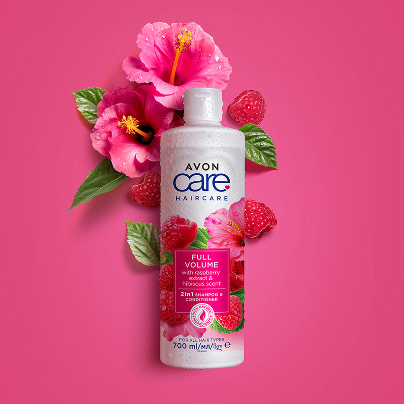 Avon Hair Care Full Volume 2-in-1 Shampoo & Conditioner with Raspberry Extract & Hibiscus Scent, 700ml