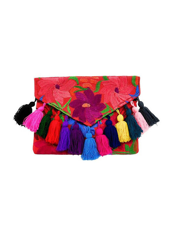 

Mexsika Mexican Floral Embroidered Sling Bag, Orange