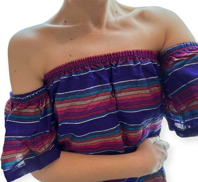 

Mexsika Off The Shoulders Mexican Crop Top for Women, M, Multicolour