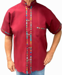 Mexsika Mexican Fresh and Fashionist Traditional Style Shirt for Men, M, Red