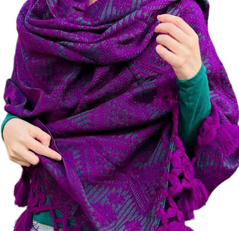 Mexsika Handmade Mexican Rebozo Shawl for Women, Purple