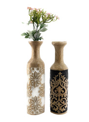 Souq Designs Home Decor Vase Set, 2 Piece, White/Black