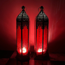 Souq Designs Ramadan Arabic Hanging Fanoos Lantern, Multicolour