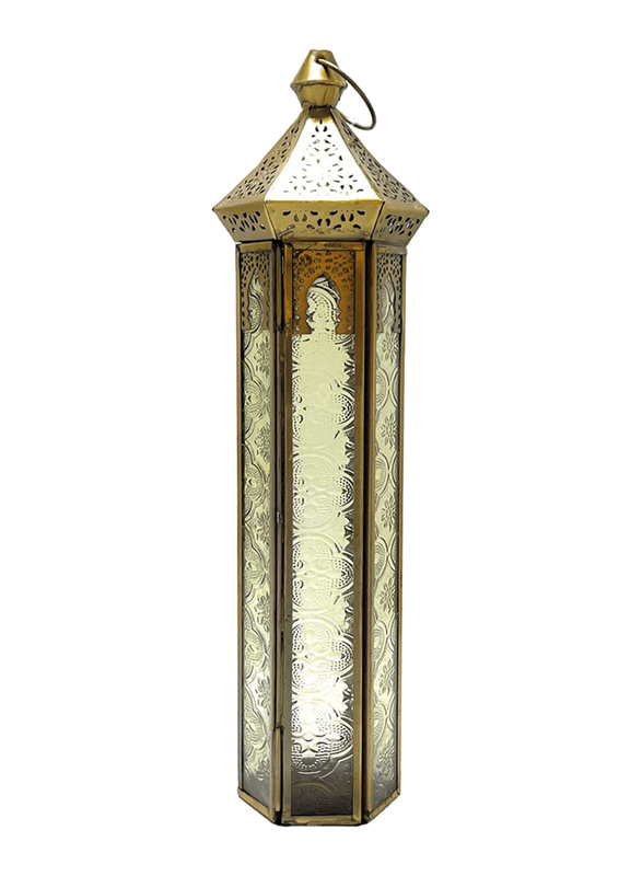 Souq Designs Ramadan Arabic Hanging Fanoos Lantern, 2 Pieces, Gold