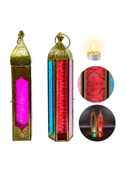 Souq Designs Ramadan Arabic Hanging Fanoos Lantern, 2 Pieces, Pink/Red