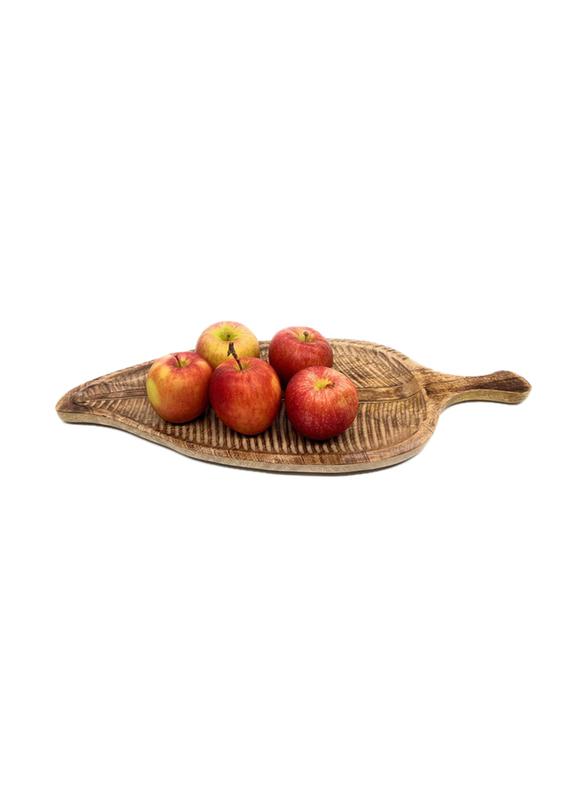 Souq Designs Serveware Bamboo Wooden Leaf Tray with Handle, Copper