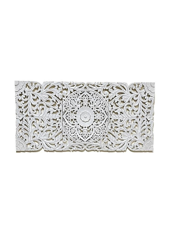 

Souq Designs Hand Carved Mandala Wall Art Panel, 3 Piece, 120 x 60cm, White