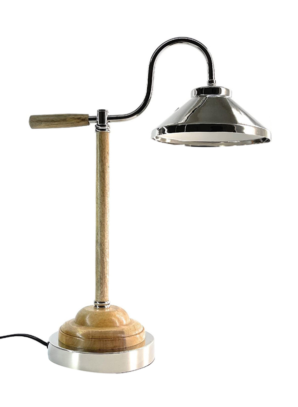 Souq Designs Country Rustic Wooden & Metal Reading Light, Silver/Beige