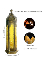 Souq Designs Ramadan Arabic Rustic Metal Hanging Fanoos Lantern, Gold