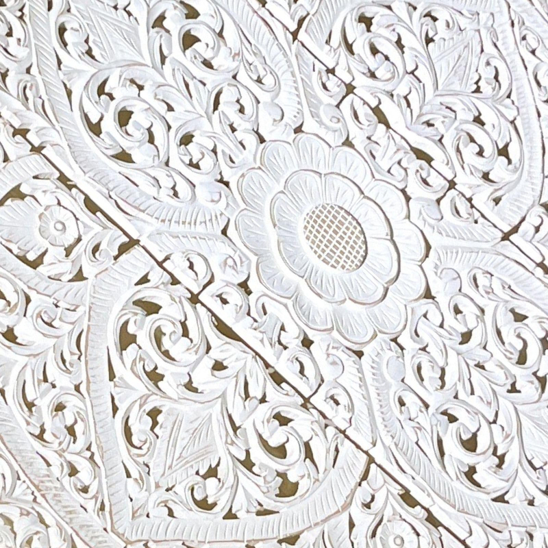 Souq Designs Hand Carved Mandala Wall Art Panel, 3 Piece, 120 x 120cm, White