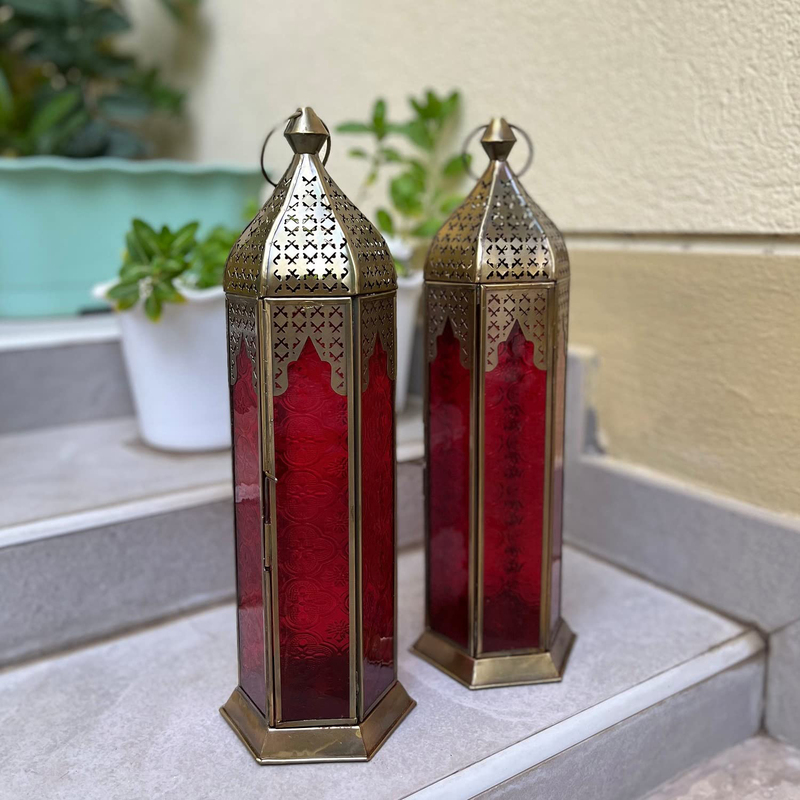 Souq Designs Ramadan Arabic Hanging Fanoos Lantern, Multicolour