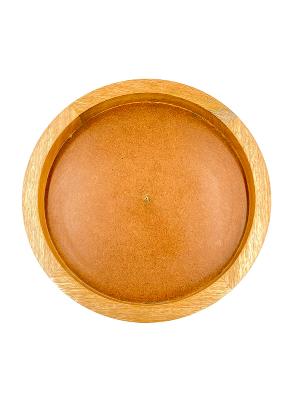 Souq Designs 31cm Round Wooden Decorative Serving Tray, White