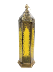 Souq Designs Ramadan Arabic Rustic Metal Hanging Fanoos Lantern, Gold