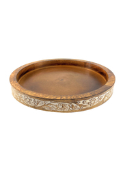 Souq Designs 31cm Round Wooden Decorative Serving Tray, Brown