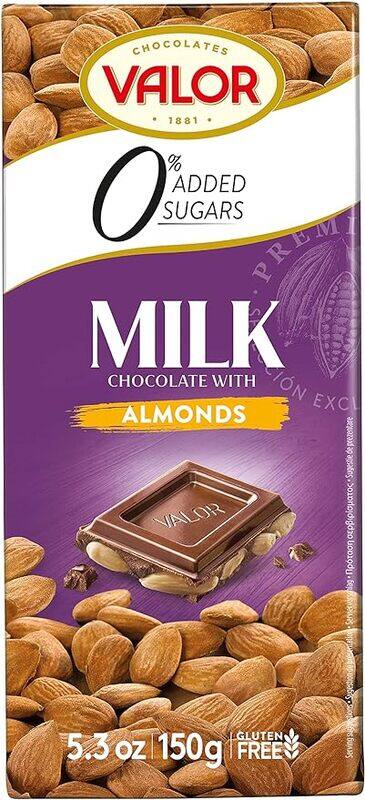 

VALOR-MILK CHOC. W/ALMONDS NO SUGAR ADDED 150G